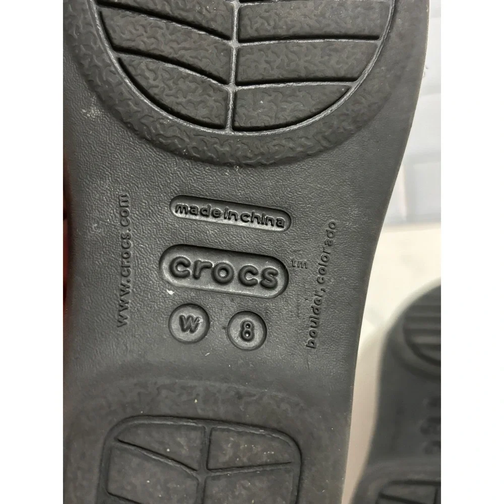 Crocs Rhonda Strappy Wedge Sandals Black Womens Size 8 Slip On Casual Shoes
